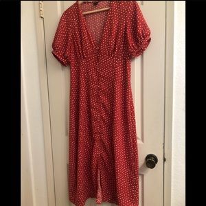 Vero Moda Red Polka Dot Midi Dress